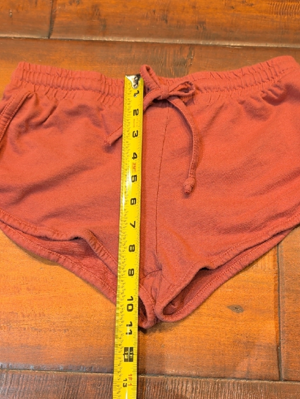 "Mikes Ass" Red Graphic Casual Shorts with White Glitter Print - Picture 6 of 9